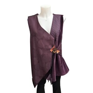 Annemarie feld Wearable Art Mixed Media Vest Wool Satin Eclectic Statement 80s